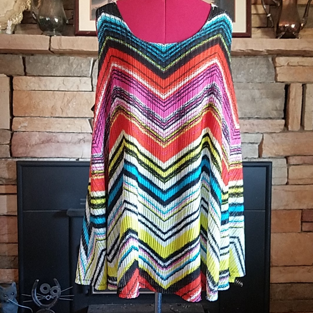 Summer Festival Chevron Knit Shirt Top sz 22 24